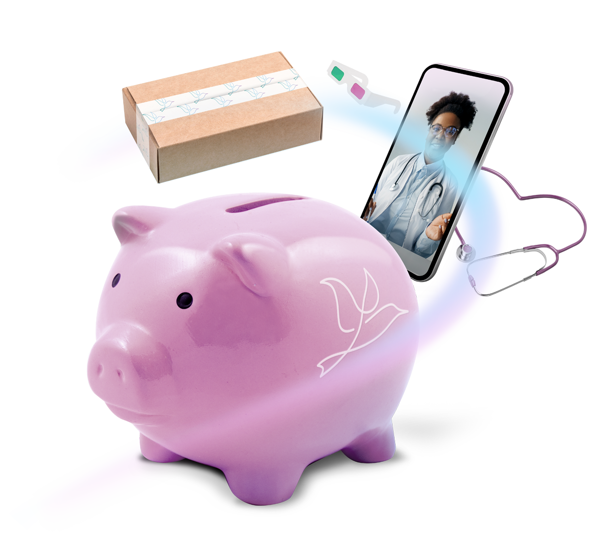 Piggy bank by a smartphone